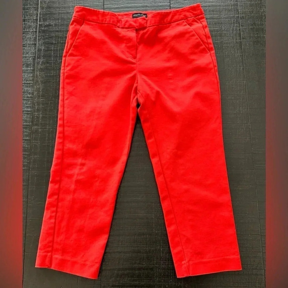 Adrienne Vittadini Womens Sz 10 Orange Cropped Pants Flat Front Tapered Leg - Picture 2 of 6